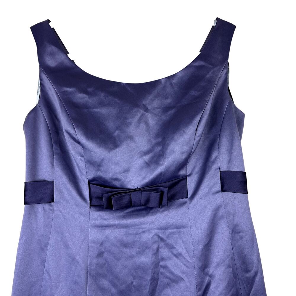 Davids Bridal Purple Bridesmaid Empire Waist Dress Satin Bow Formal Gown Size 12 - Picture 3 of 12